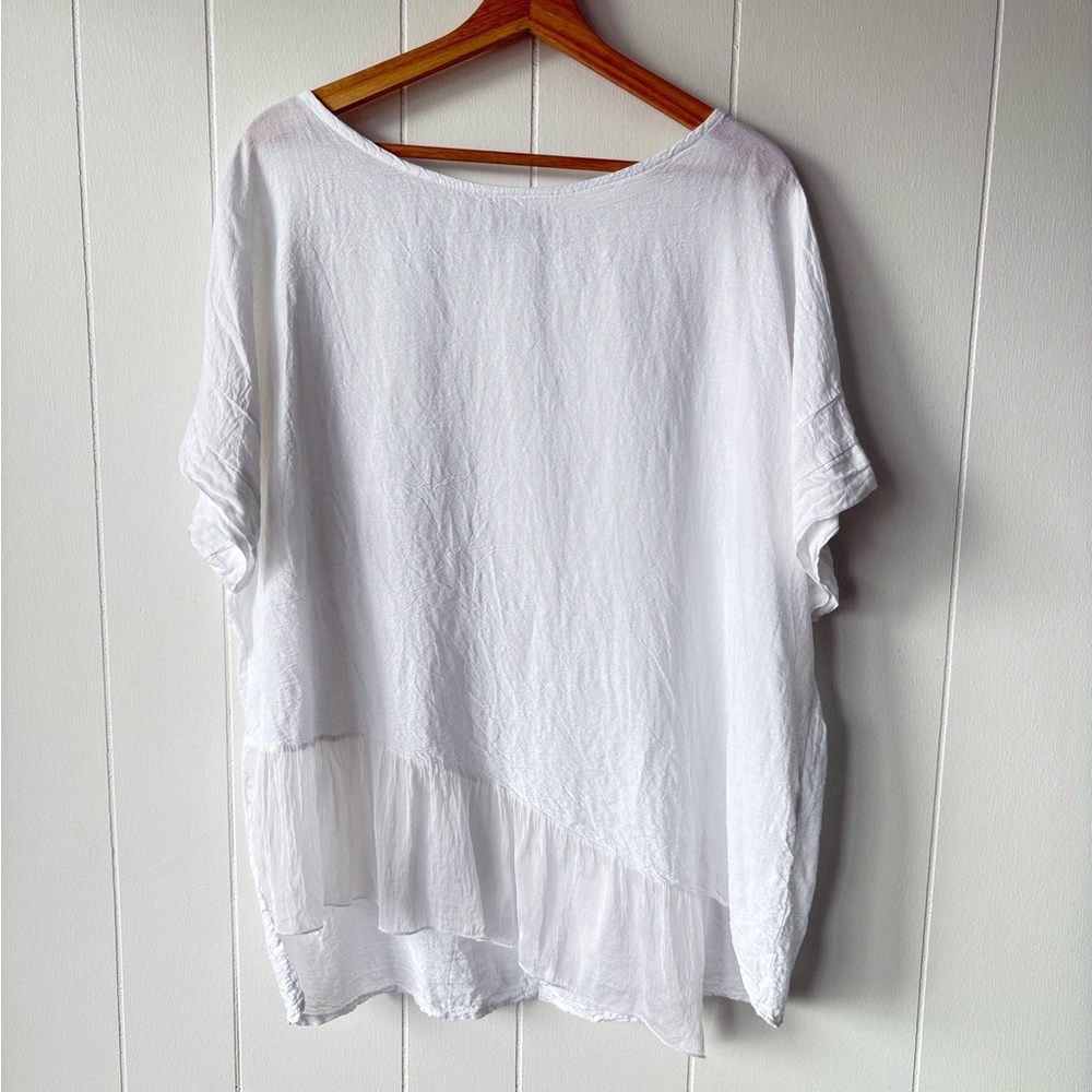 Paolo Tricot Linen/Silk Asymmetrical Top | Size L/XL - Picture 3 of 9